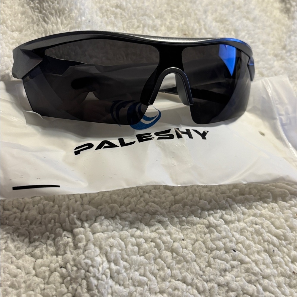 Paleshy Black Sunglasses with silver frames . New